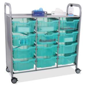 Callero Triple Cart with 12 Deep Antimicrobial Trays