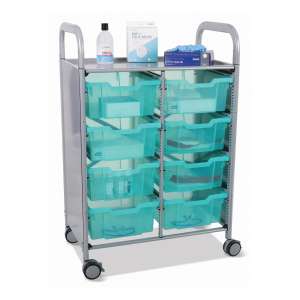 Callero Double Cart with 8 Deep Antimicrobial Trays