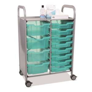 Callero Double Cart - 8 Shallow & 4 Deep Antimicrobial Trays