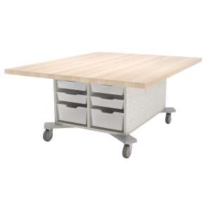 Hideaway 2-Sided Storage Table, 1 Shelf/6 Bins (49x60x26"H)