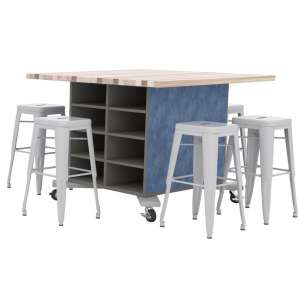 Hideaway 2-Sided Storage Table - 6 Stools (49x60x42"H)