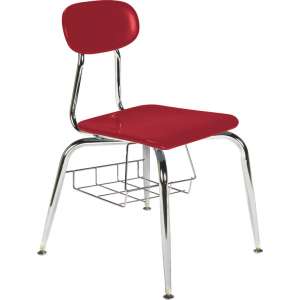 Hard Plastic Stackable School Chair with Bookrack (15.75"H)