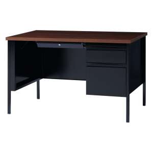 HL10000 Single Pedestal Desk, Black/Walnut (48x30")