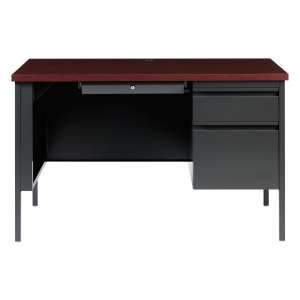 HL10000 Single Pedestal Desk, Charcoal/Mahogany (48x30")
