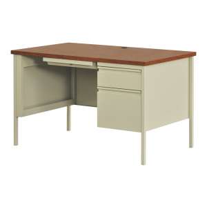 HL10000 Single Pedestal Desk, Putty/Oak (48x30")