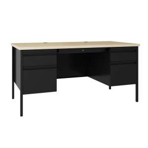 HL10000 Double Pedestal Desk, Black/Maple (60x30")
