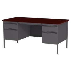 HL10000 Double Pedestal Desk, Charcoal/Mahogany (60x30")