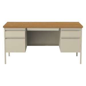 HL10000 Double Pedestal Desk, Putty/Oak (60x30")