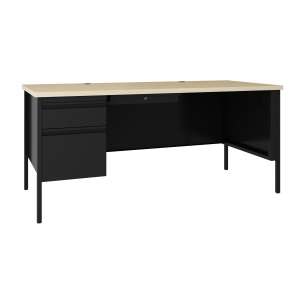 HL10000 Left Pedestal Desk, Black/Maple (66x30")