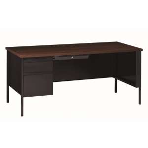 HL10000 Left Pedestal Desk, Black/Walnut (66x30")
