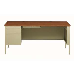 HL10000 Left Pedestal Desk, Putty/Oak (66x30")