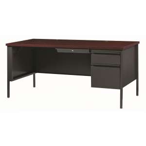 HL10000 Right Pedestal Desk, Charcoal/Mahogany (66x30")
