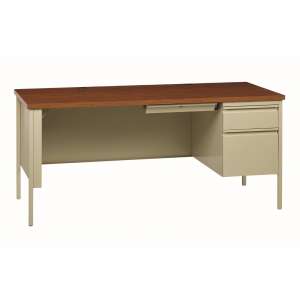 HL10000 Right Pedestal Desk, Putty/Oak (66x30")