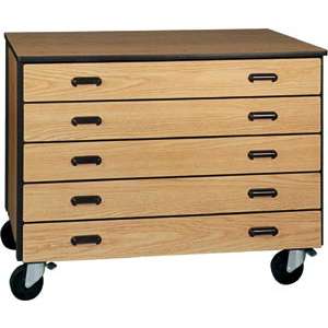 Mobile Office Storage Unit with 5 Deep Drawers, 36" H