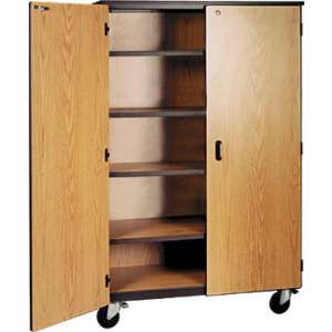 Mobile Storage Cabinet - 4 Adj Shelves, Locking Doors, 66"H