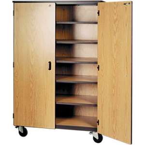 Mobile Storage Cabinet - 5 Shelves, Locking Doors, 72"H