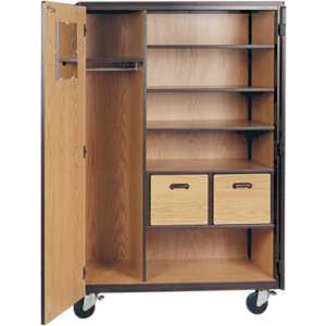 Mobile Wardrobe Storage Closet - 3 Shelves, 2 Drawers, 72"H