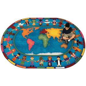 Hands Around the World Oval Carpet (5'4"x7'8")