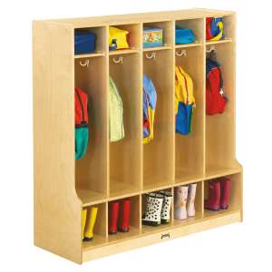 5-Section Preschool Coat Locker with Step