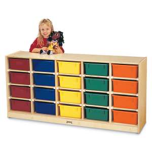 Mobile Cubby Storage with 20 Colored Tubs