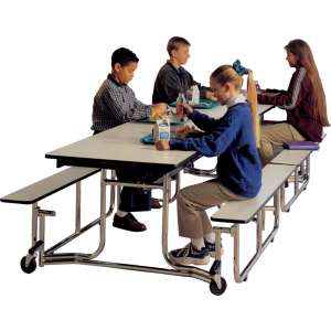 Uniframe Mobile Cafeteria Table - Chrome, 139.5"L