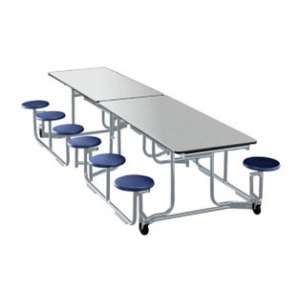 Uniframe Mobile Cafeteria Table - 12 Stools, Chrome, 140"L