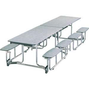 Uniframe Split Bench Cafeteria Table - Chrome, 139"L