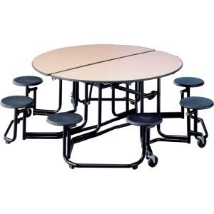 Uniframe Round Cafeteria Table - 8 Stools, Painted Frame