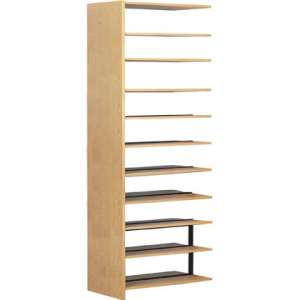 Double Faced Wood Library Shelving - 72" Adder, 10 Shelves