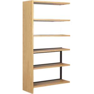 Single Faced Wood Library Shelving - 72"H Adder, 5 Shelves