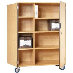 Mobile Storage Cabinet with Doors 6 Shelves w/Partition