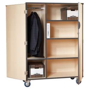 Mobile Storage Cabinet w/Doors 3 shelves and Rod