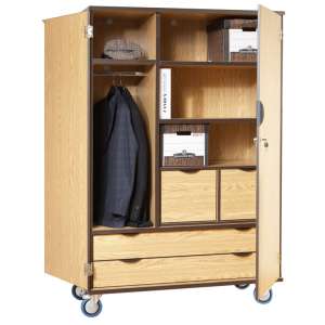 Mobile Storage Cabinet w/Doors 4 Shelves 2 Drawers