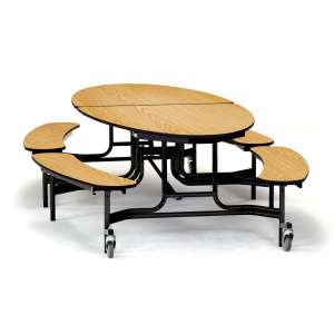 Oval Bench Cafeteria Table - Plywood, ProtectEdge (10x6’)