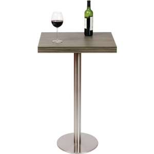 Bar-Height Square Cafe Table - Round Steel Base (24x24")