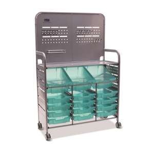 MakerSpace Cart with 3 Deep & 12 Shallow Antimicrobial Trays