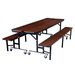 Convertible Bench Cafeteria Table - Plywood, T-Mold (7')