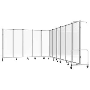 NPS® Room Divider, 11 Sections, Clear Acrylic Panels (6'H)