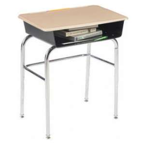 Premium Open Front School Desk - Hard Plastic Top, U Brace