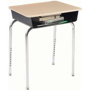 Deluxe Adj. Height Open Front School Desk - Hard Plastic Top