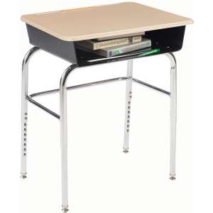 Deluxe Adj. Height Open Front School Desk - HP Top, U Brace