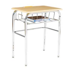 Adj. Height Open View School Desk - Hard Plastic, U Brace