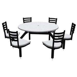 Round Outdoor Table with Cluster Seating - 6 Chairs