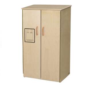 Wooden Play Kitchen Refrigerator with Tip-Not Doors