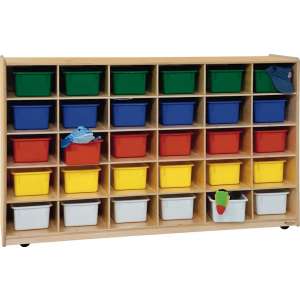 Mobile Cubby Storage w/ 30 Colored Cubby Bins