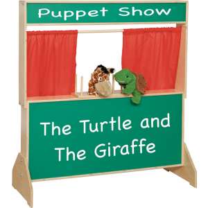 Wooden Kids Puppet Theater with Chalkboard