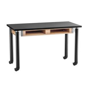 Adjustable Lab Table- Chem-Res, BookBoxes and Casters (54x24")