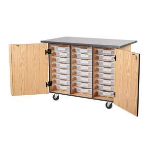 Mobile Science Bin Cabinet Cart with Chem-Res Top
