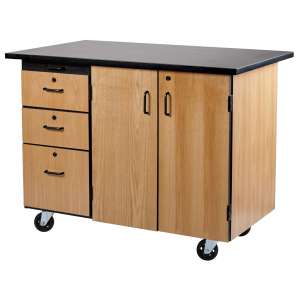 Mobile Science Instructor Cabinet Cart with Chem-Res Top