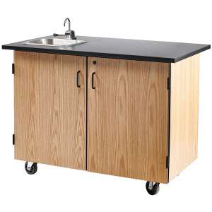 Mobile Science Cart with Shelving and Sink